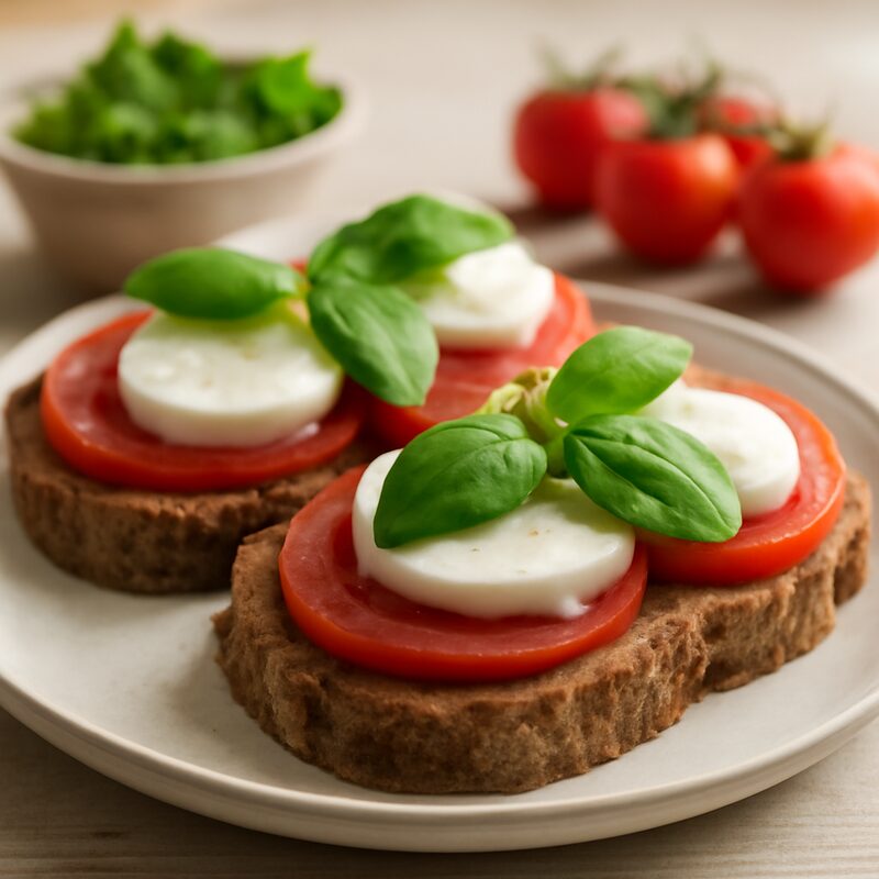 Tostas crujientes de tomate y mozzarella en la app SoChef en iPhone